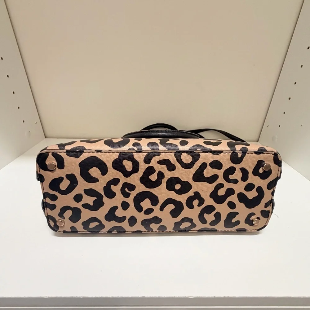 Kate Spade Darcy Graphic Leopard Small Satchel Crossbody Bag Black Trim office